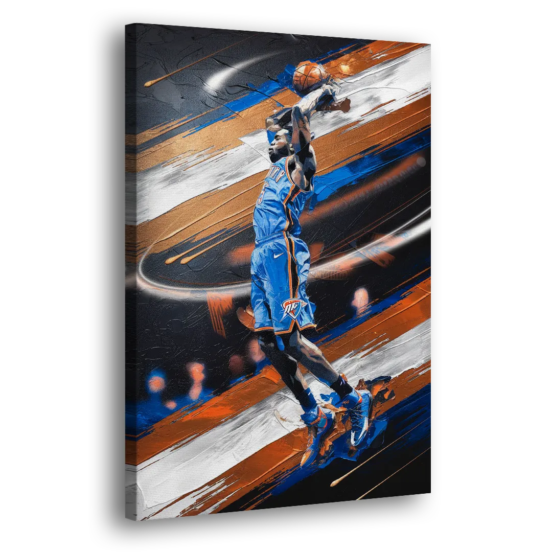 Oklahoma City Thunder Basketball Side - Canvas Wall Art