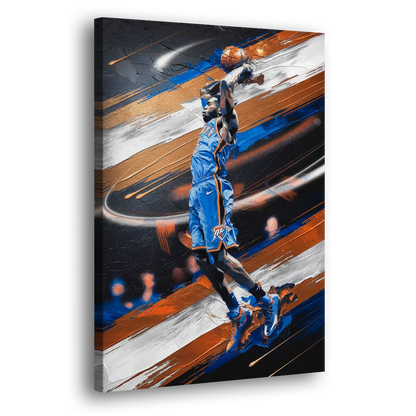 Oklahoma City Thunder Basketball Side - Canvas Wall Art