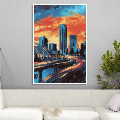 Oklahoma City Thunder Skyline Sitting Room - White Canvas Wall Art