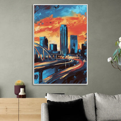 Oklahoma City Thunder Skyline Living Room - White Canvas Wall Art