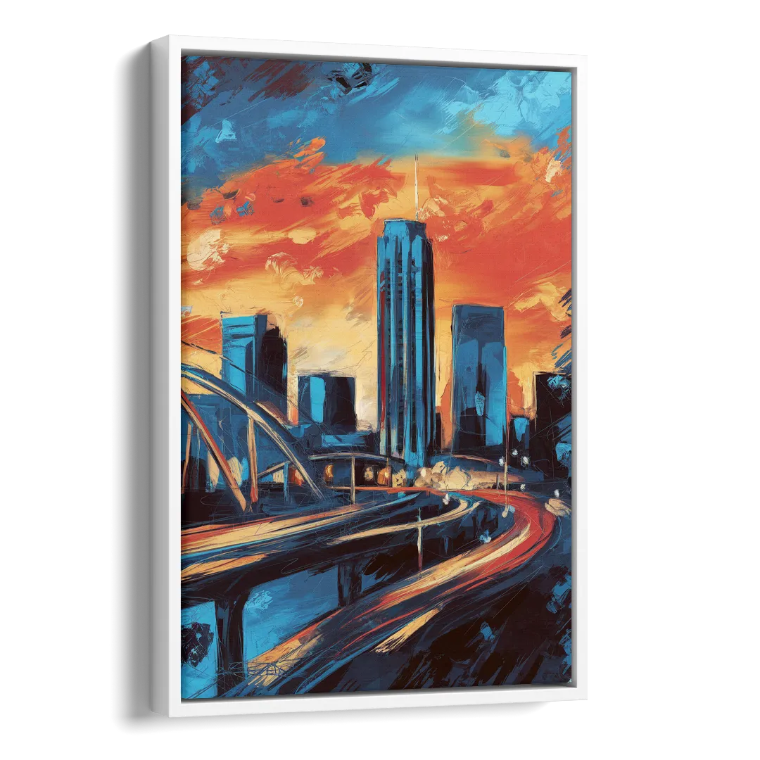 Oklahoma City Thunder Skyline Side - White Canvas Wall Art