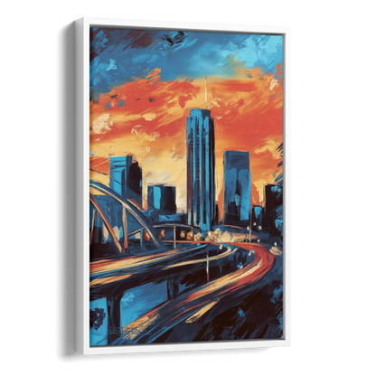 Oklahoma City Thunder Skyline Side - White Canvas Wall Art