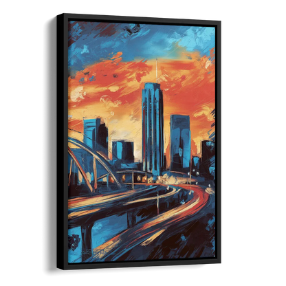Oklahoma City Thunder Skyline Side - Black Canvas Wall Art