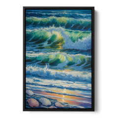 Olas Altas Waves - Black Framed Canvas Wall Art - Front