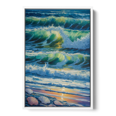 Olas Altas Waves - White Framed Canvas Wall Art - Front