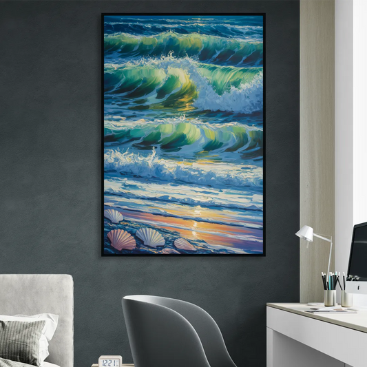 Olas Altas Waves Living Room - Black Canvas Wall Art