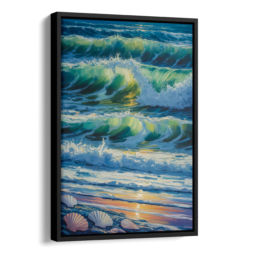 Olas Altas Waves Side - Black Canvas Wall Art