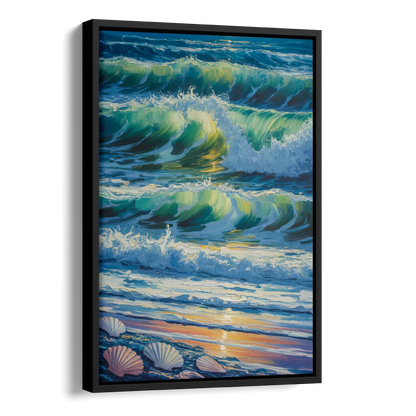 Olas Altas Waves Side - Black Canvas Wall Art