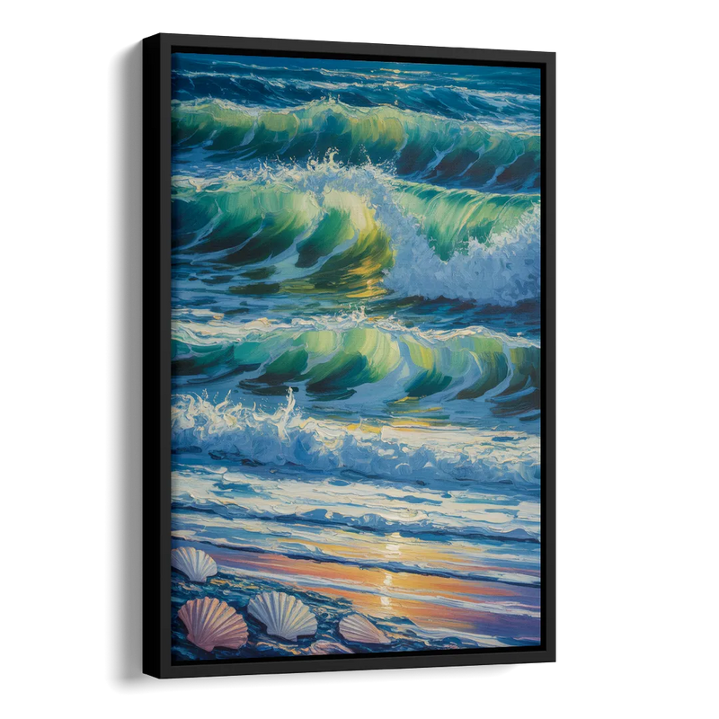Olas Altas Waves Side - Black Canvas Wall Art