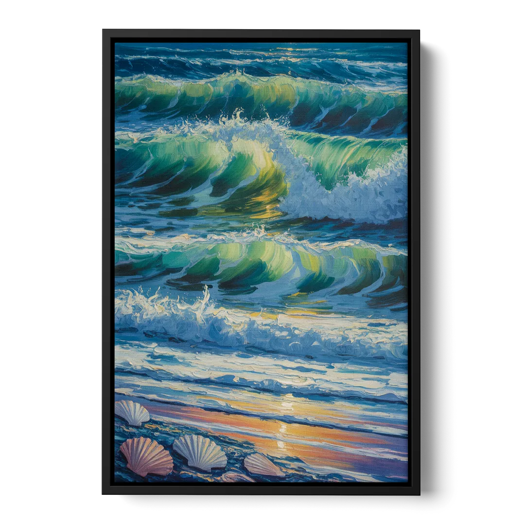 Olas Altas Waves Front - Black Canvas Wall Art