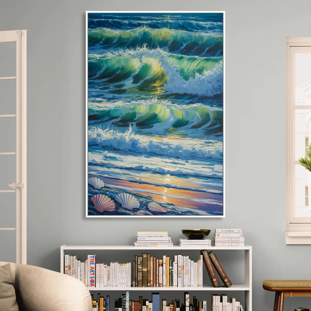 Olas Altas Waves Sitting Room - White Canvas Wall Art