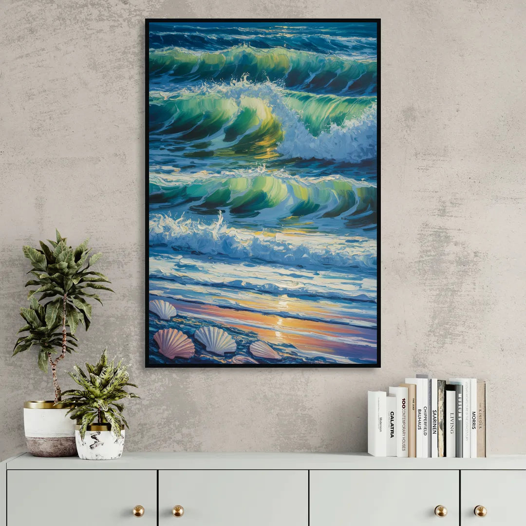 Olas Altas Waves Sitting Room - Black Canvas Wall Art