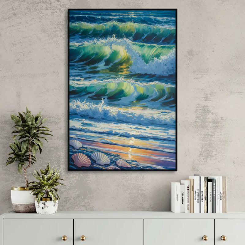 Olas Altas Waves Sitting Room - Black Canvas Wall Art