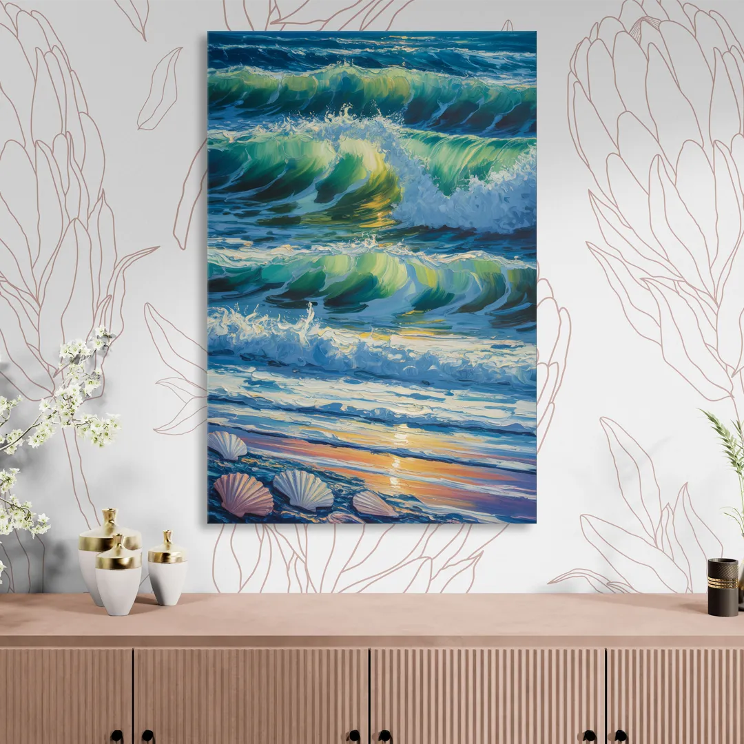 Olas Altas Waves Living Room - Canvas Wall Art