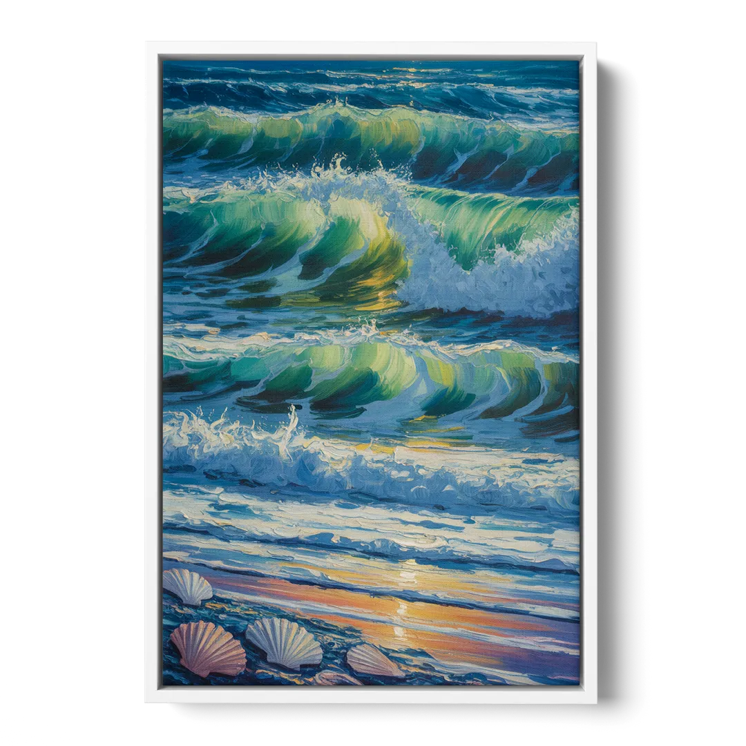 Olas Altas Waves Front - White Canvas Wall Art