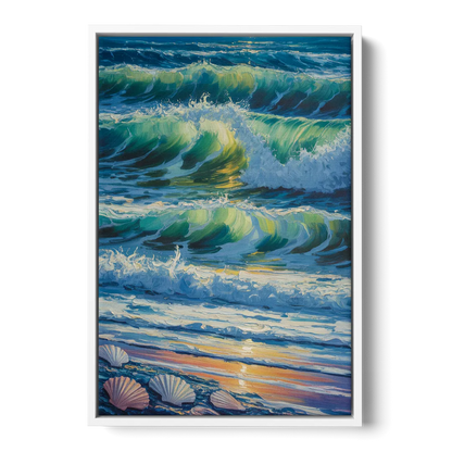 Olas Altas Waves Front - White Canvas Wall Art