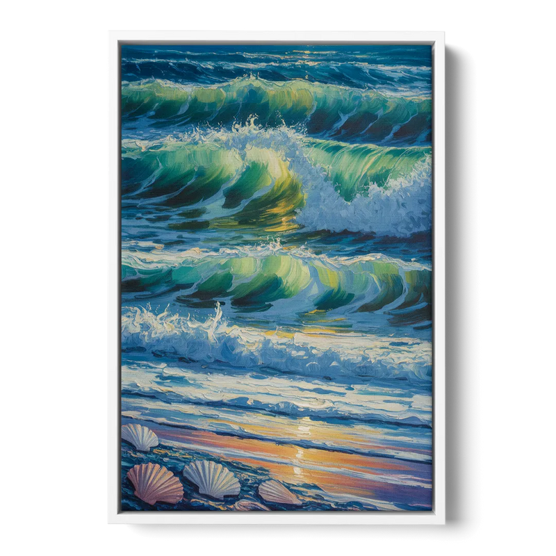 Olas Altas Waves Front - White Canvas Wall Art