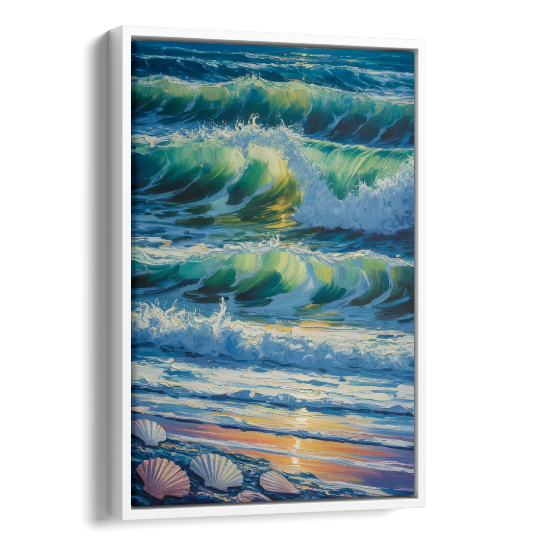 Olas Altas Waves Side - White Canvas Wall Art