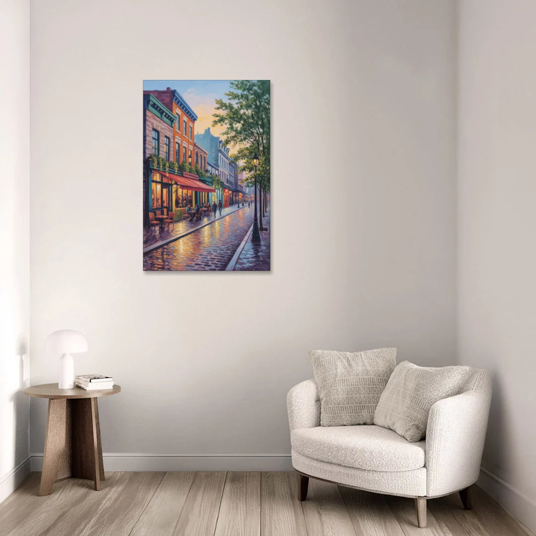 Old Montreal Streets - Canvas Wall Art - Sofa - 24x36