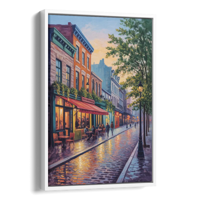 Old Montreal Streets Side - White Canvas Wall Art