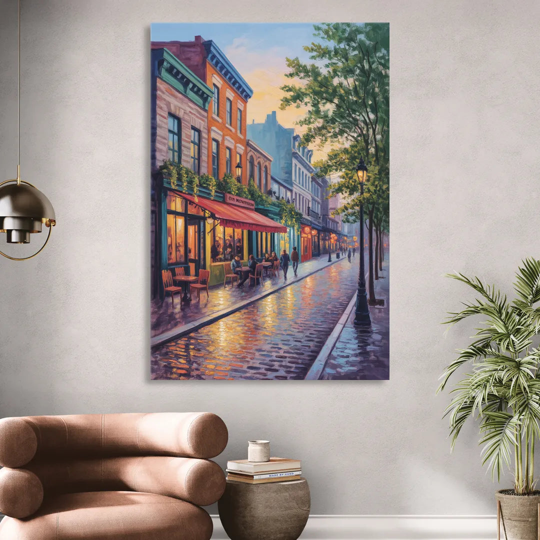 Old Montreal Streets Living Room - Canvas Wall Art