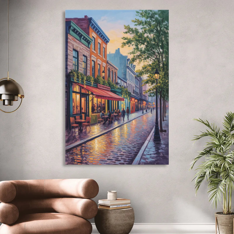 Old Montreal Streets Living Room - Canvas Wall Art