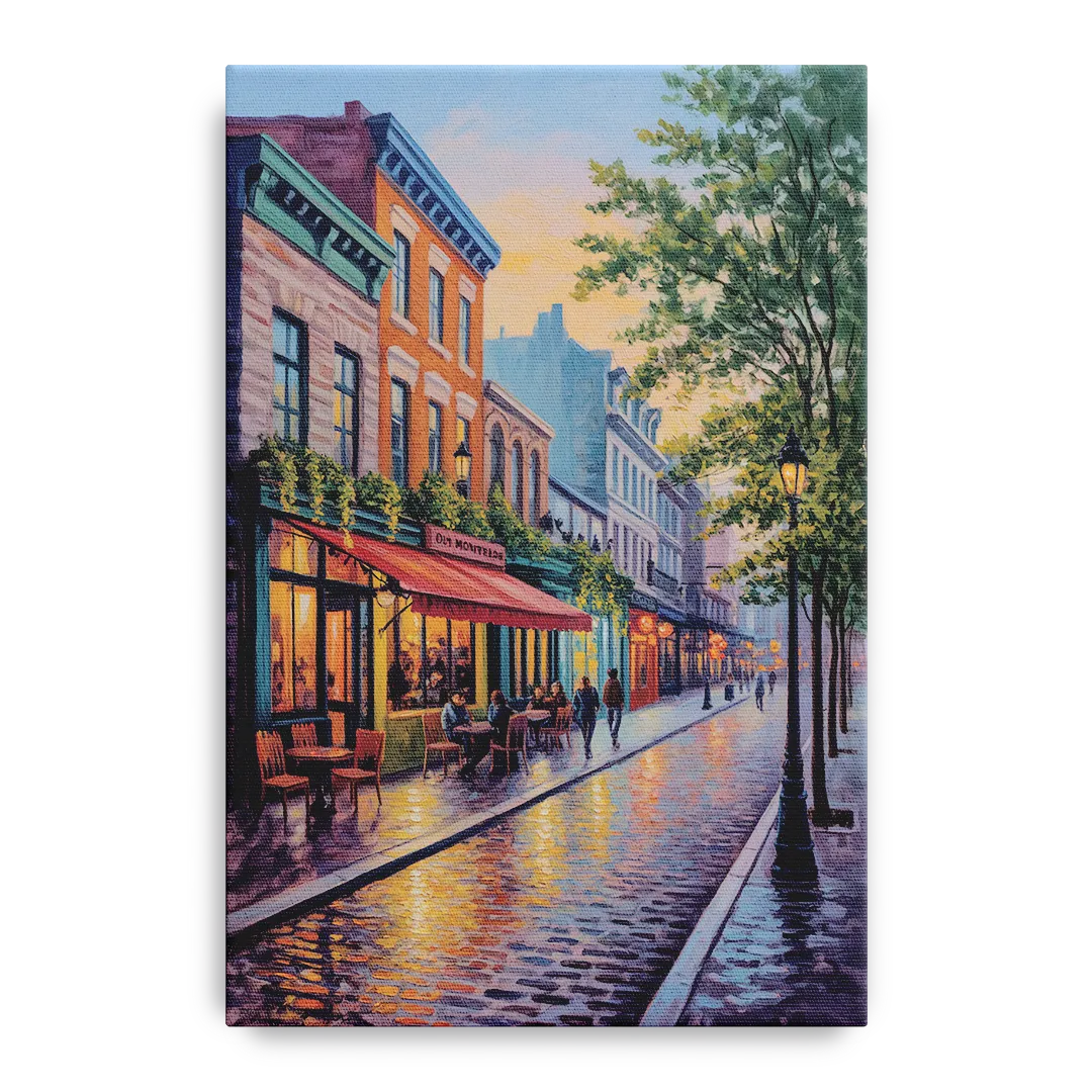 Old Montreal Streets Front - Canvas Wall Art