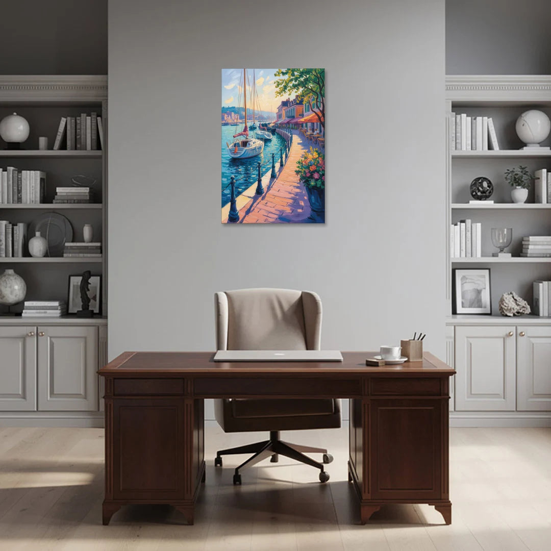 Old Port Waterfront - Canvas Wall Art - Office - 24x36