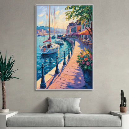 Old Port Waterfront Sitting Room - White Canvas Wall Art