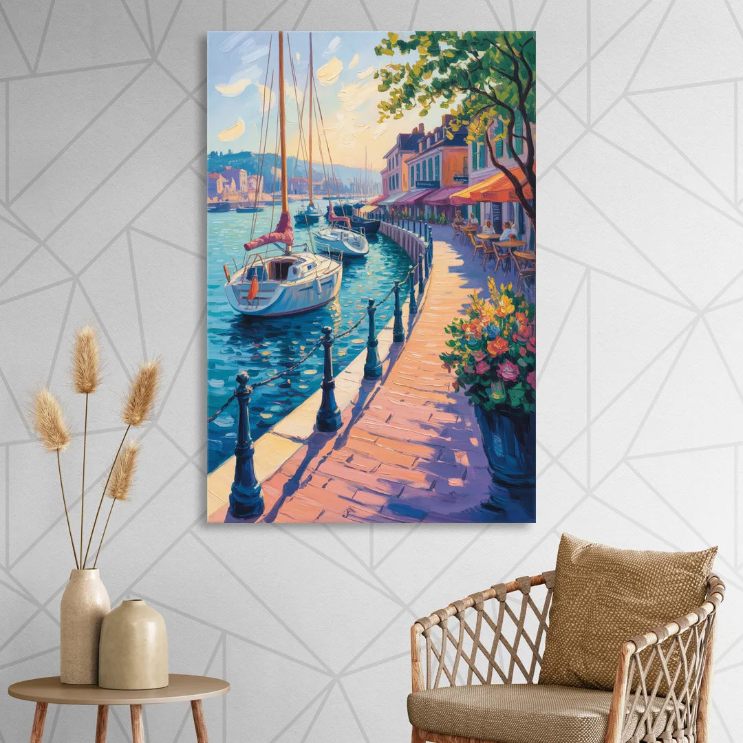 Old Port Waterfront Sitting Room - Canvas Wall Art