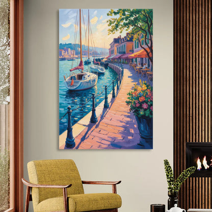 Old Port Waterfront Living Room - Canvas Wall Art