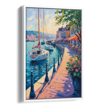 Old Port Waterfront Side - White Canvas Wall Art