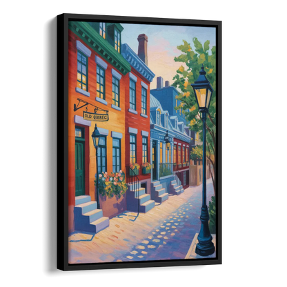 Old Quebec Streets Side - Black Canvas Wall Art