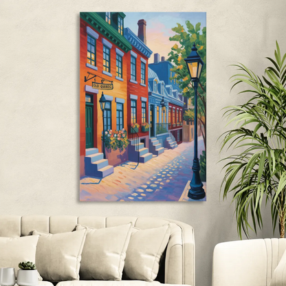 Old Quebec Streets Sitting Room - Canvas Wall Art