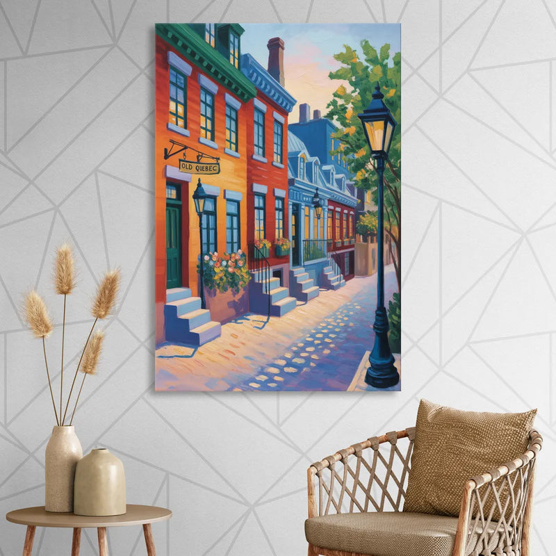 Old Quebec Streets Living Room - Canvas Wall Art