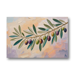 Olive Branch Painting in Pastel Light - Canvas Wall Art - Front