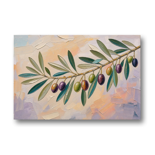 Olive Branch Painting in Pastel Light - Canvas Wall Art - Front