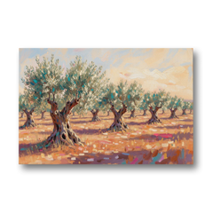 Olive Grove Painting in Late Afternoon - Canvas Wall Art - Front