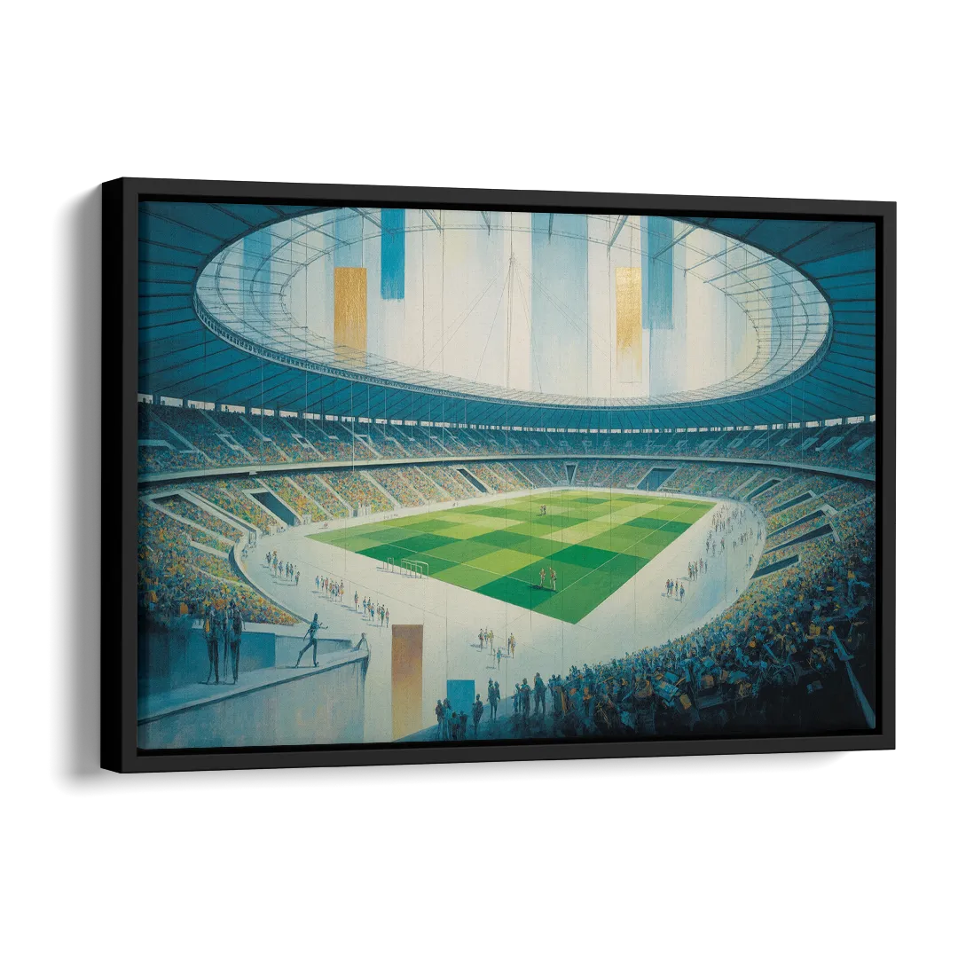 Olympic Stadium Panorama Side - Black Canvas Wall Art
