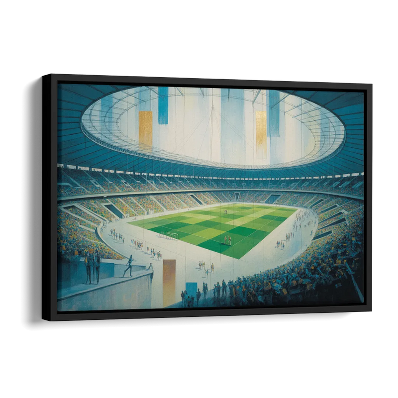 Olympic Stadium Panorama Side - Black Canvas Wall Art