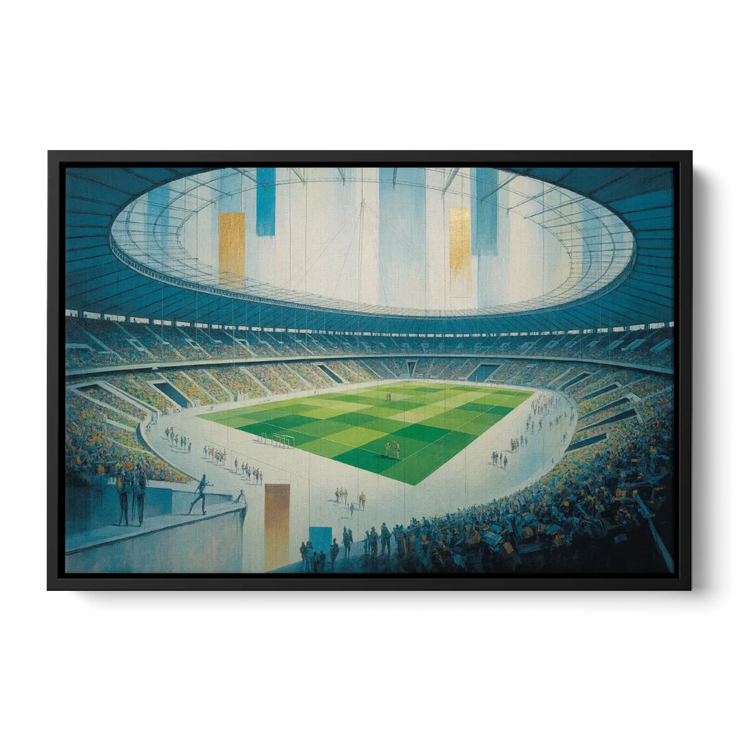 Olympic Stadium Panorama Front - Black Canvas Wall Art