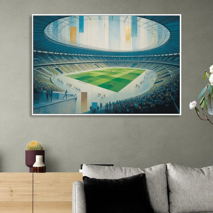 Olympic Stadium Panorama Sitting Room - White Canvas Wall Art