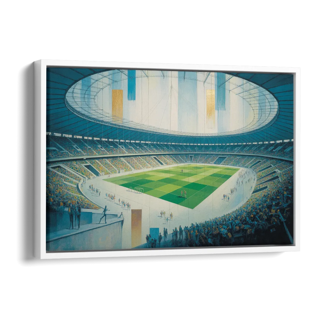 Olympic Stadium Panorama Side - White Canvas Wall Art