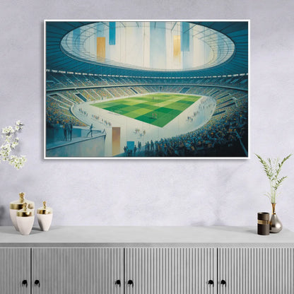 Olympic Stadium Panorama Living Room - White Canvas Wall Art