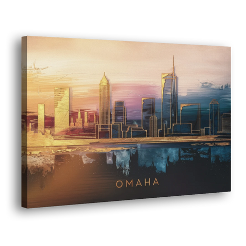 Omaha City Skyline - Canvas Wall Art - Side