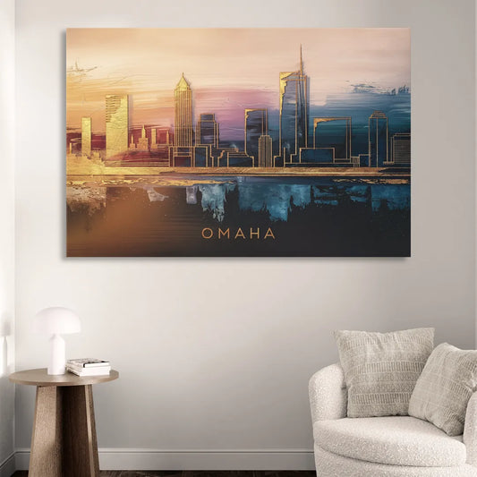 Omaha City Skyline Living Room - Canvas Wall Art