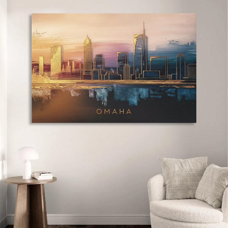 Omaha City Skyline Living Room - Canvas Wall Art