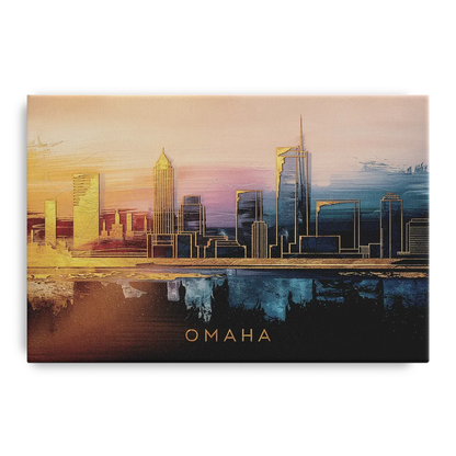 Omaha City Skyline Front - Canvas Wall Art
