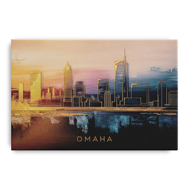 Omaha City Skyline Front - Canvas Wall Art