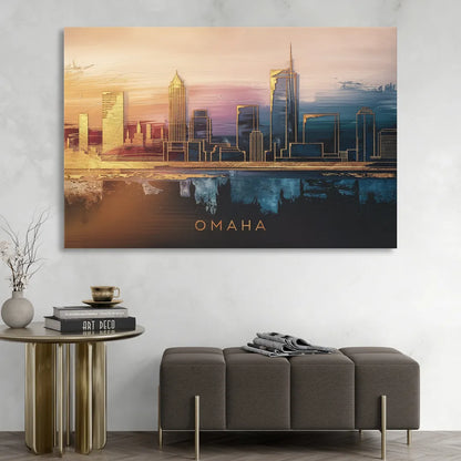Omaha City Skyline Sitting Room - Canvas Wall Art